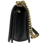 Chanel Black Chevron Leather Boy Medium Flap Bag 2017