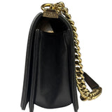 Chanel Black Chevron Leather Boy Medium Flap Bag 2017