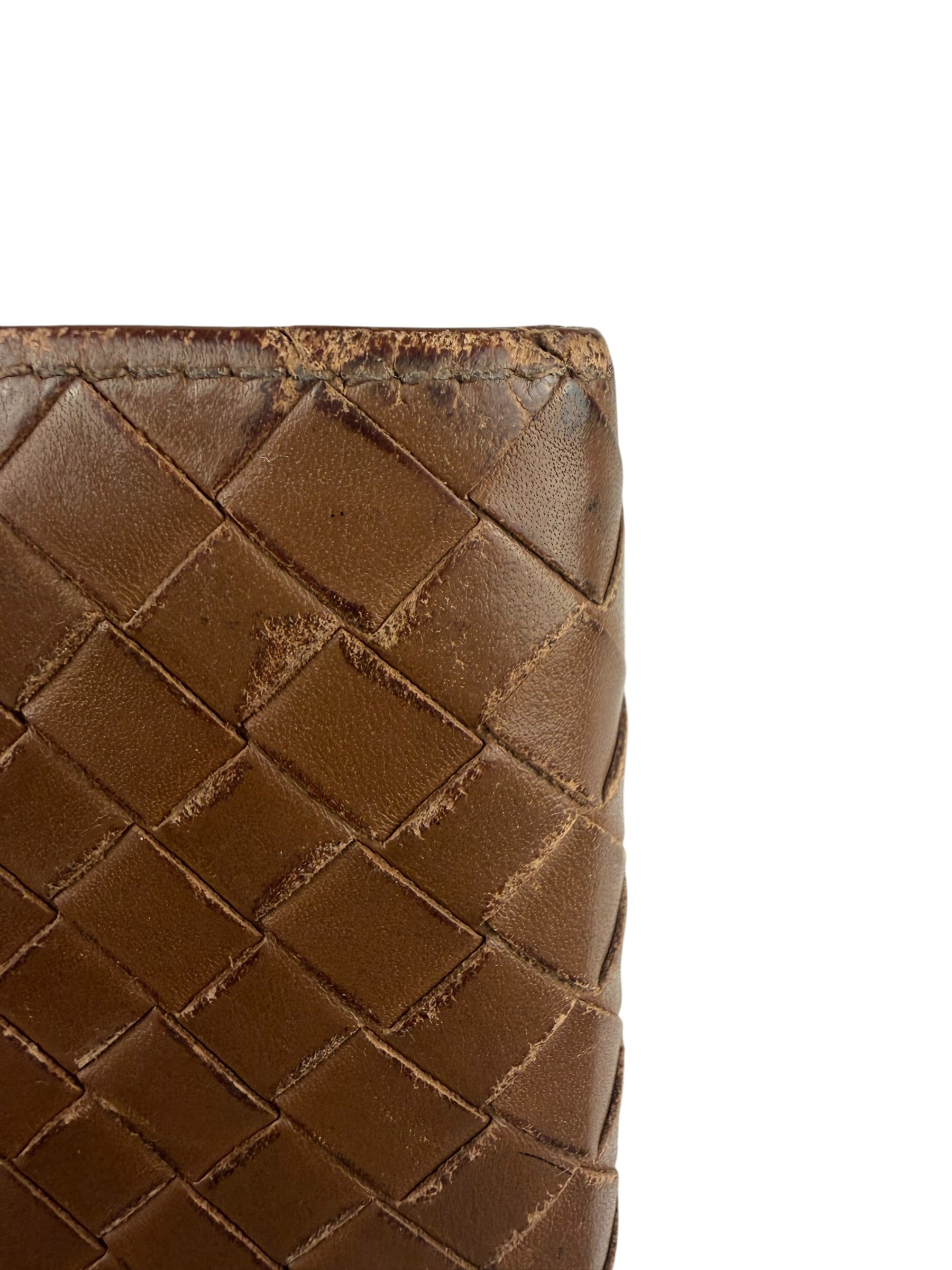 Bottega Veneta Brown Intercciato Bifold Wallet