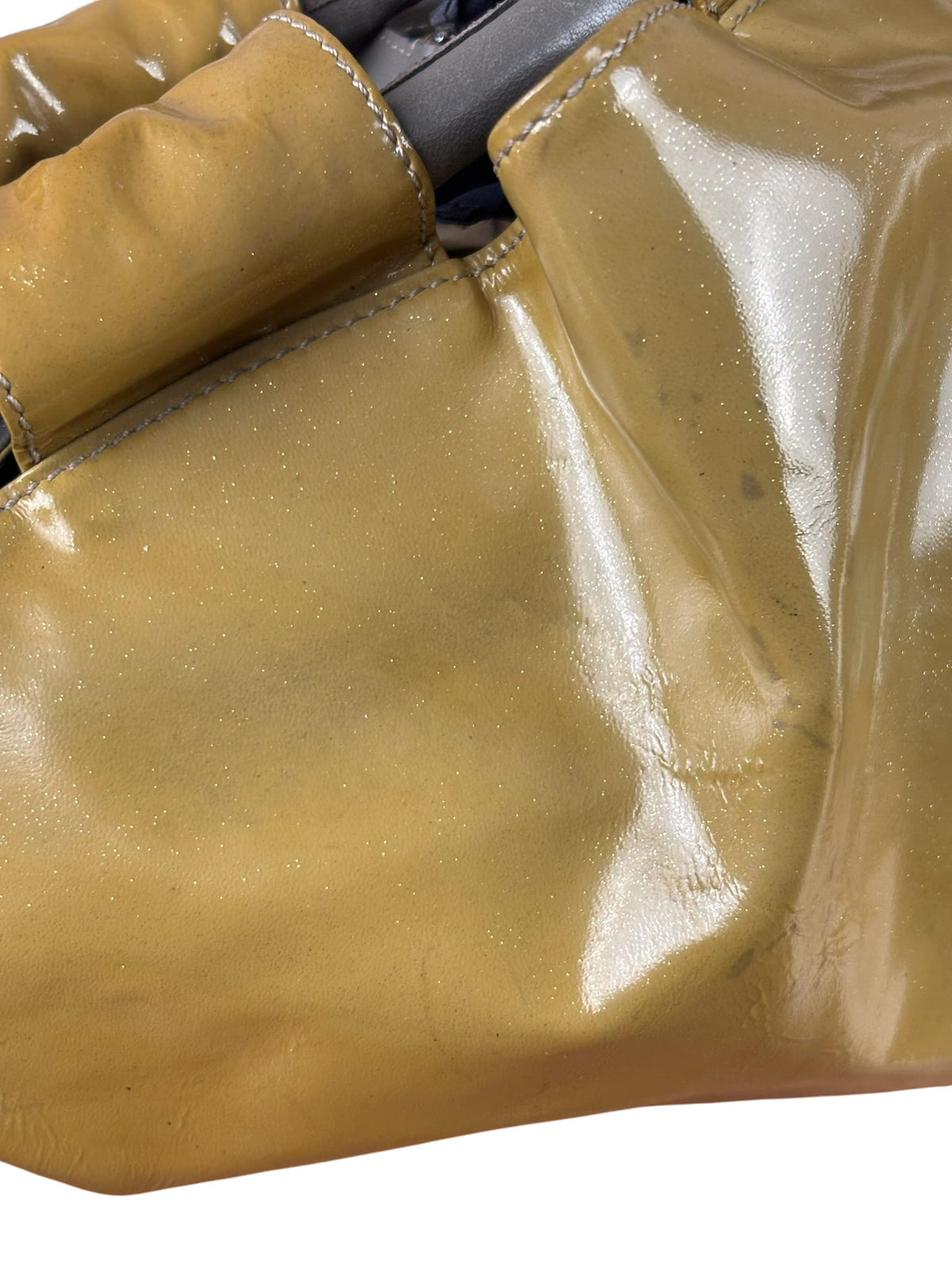 Loewe Anagram Patent Olive Leather Top Handle Bag