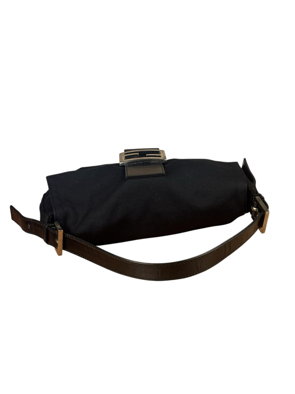Fendi Black Leather Trim Neoprene Baguette