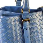 Bottega Veneta Blue Leather Small Nappa Intercciato Roma Satchel