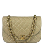 Chanel Beige Quilted Lambskin Flap Bag 90's