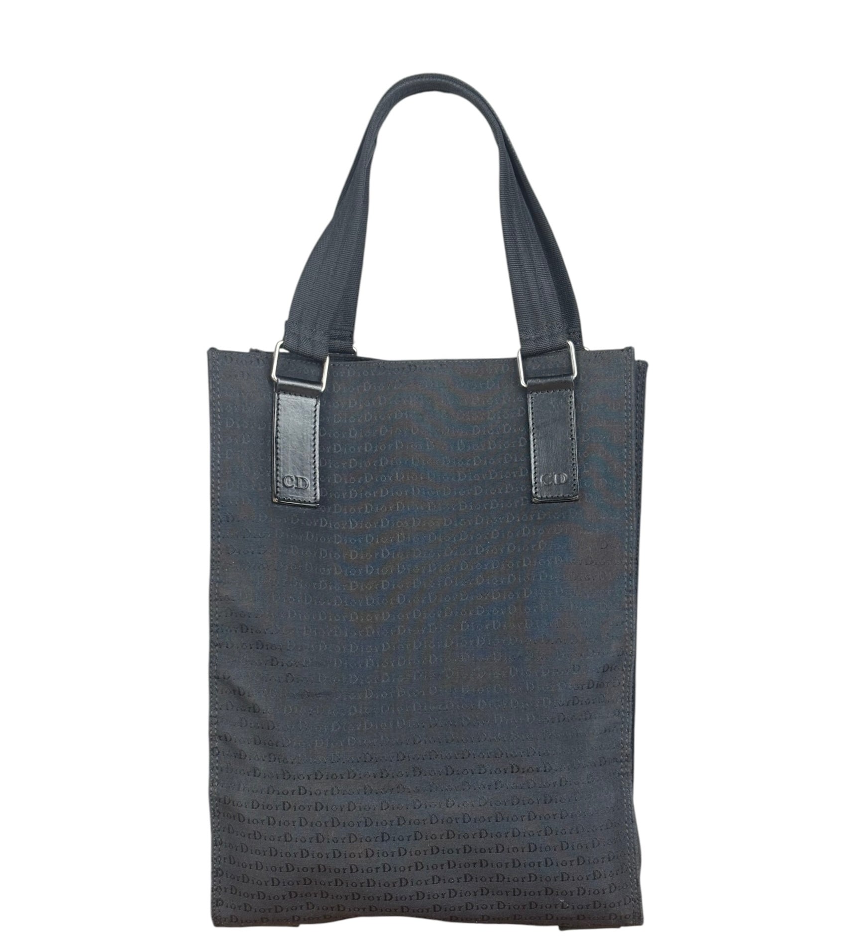 Christian Dior Vintage Black Logo Print Canvas Tote