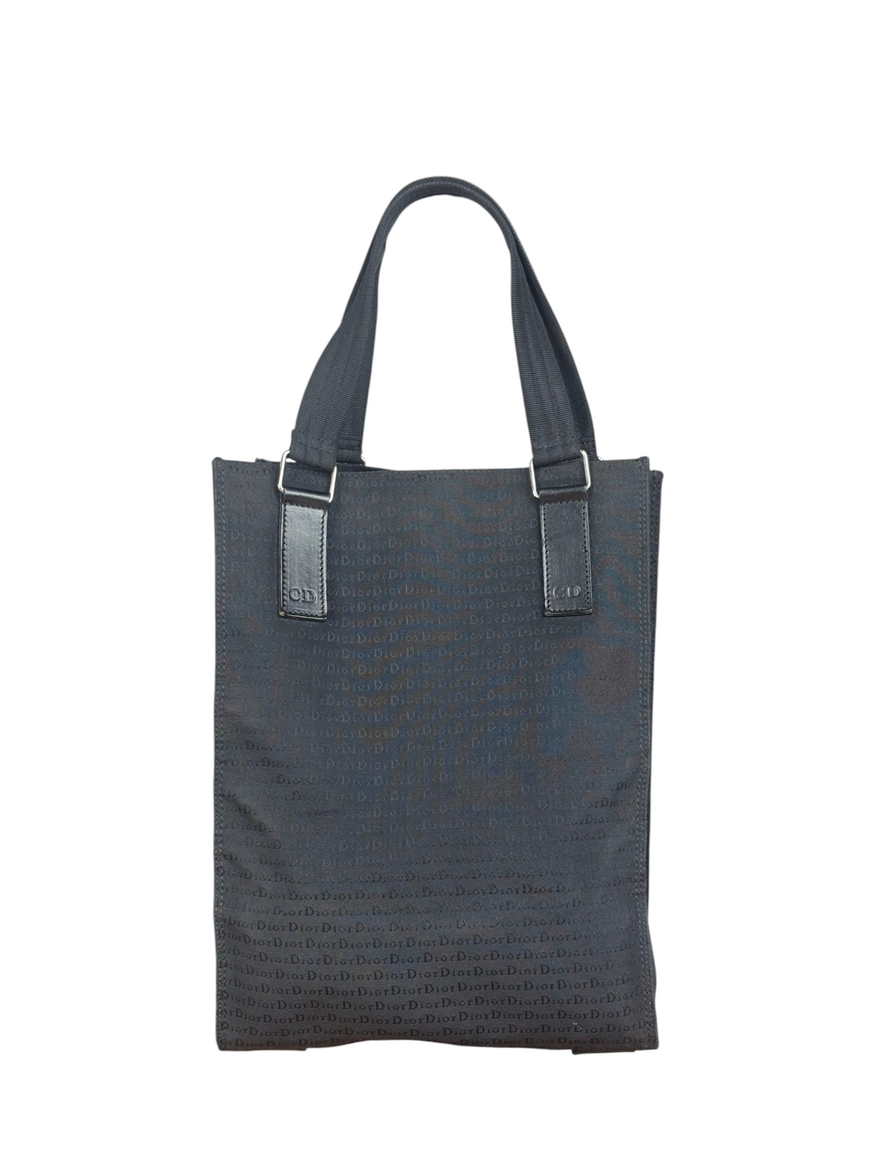 Christian Dior Vintage Black Logo Print Canvas Tote