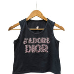 Christian Dior Black Rhinestone J'adore Dior Cotton Tank Top