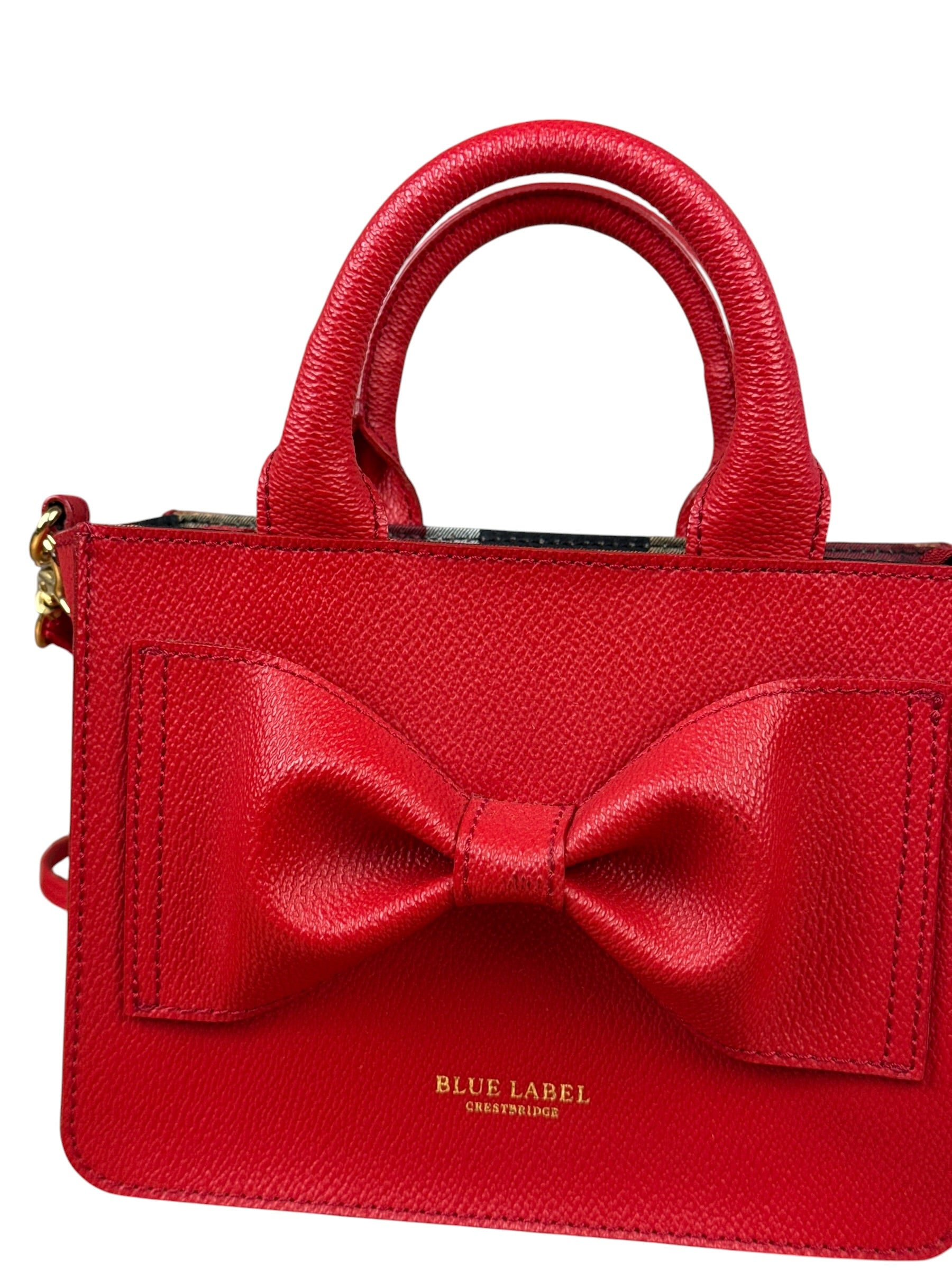 Blue Label Crestbridge Red Pebbled Leather Two-Way Bag