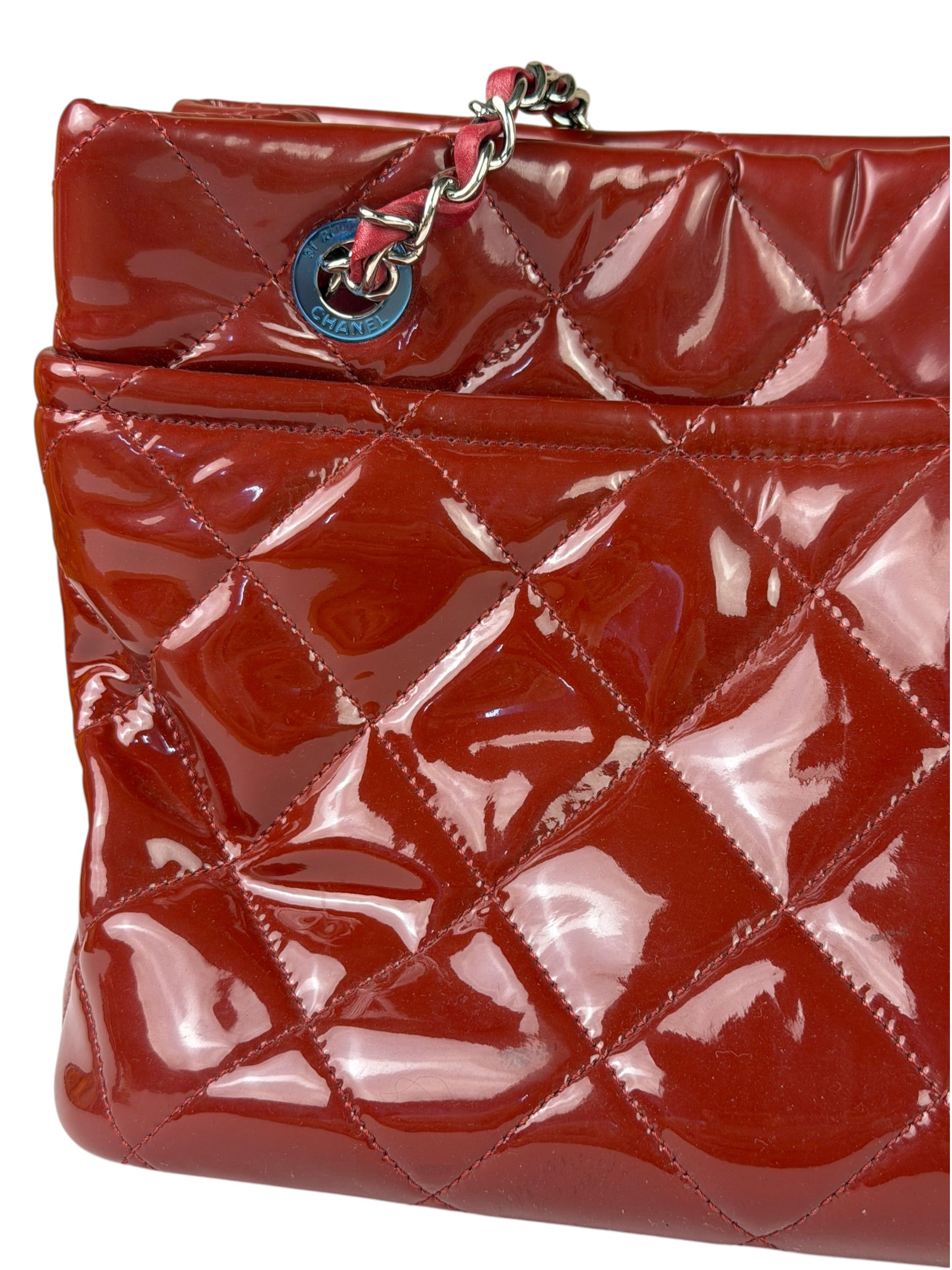 Chanel Patent Red Quilted S Shopper Tote 2013