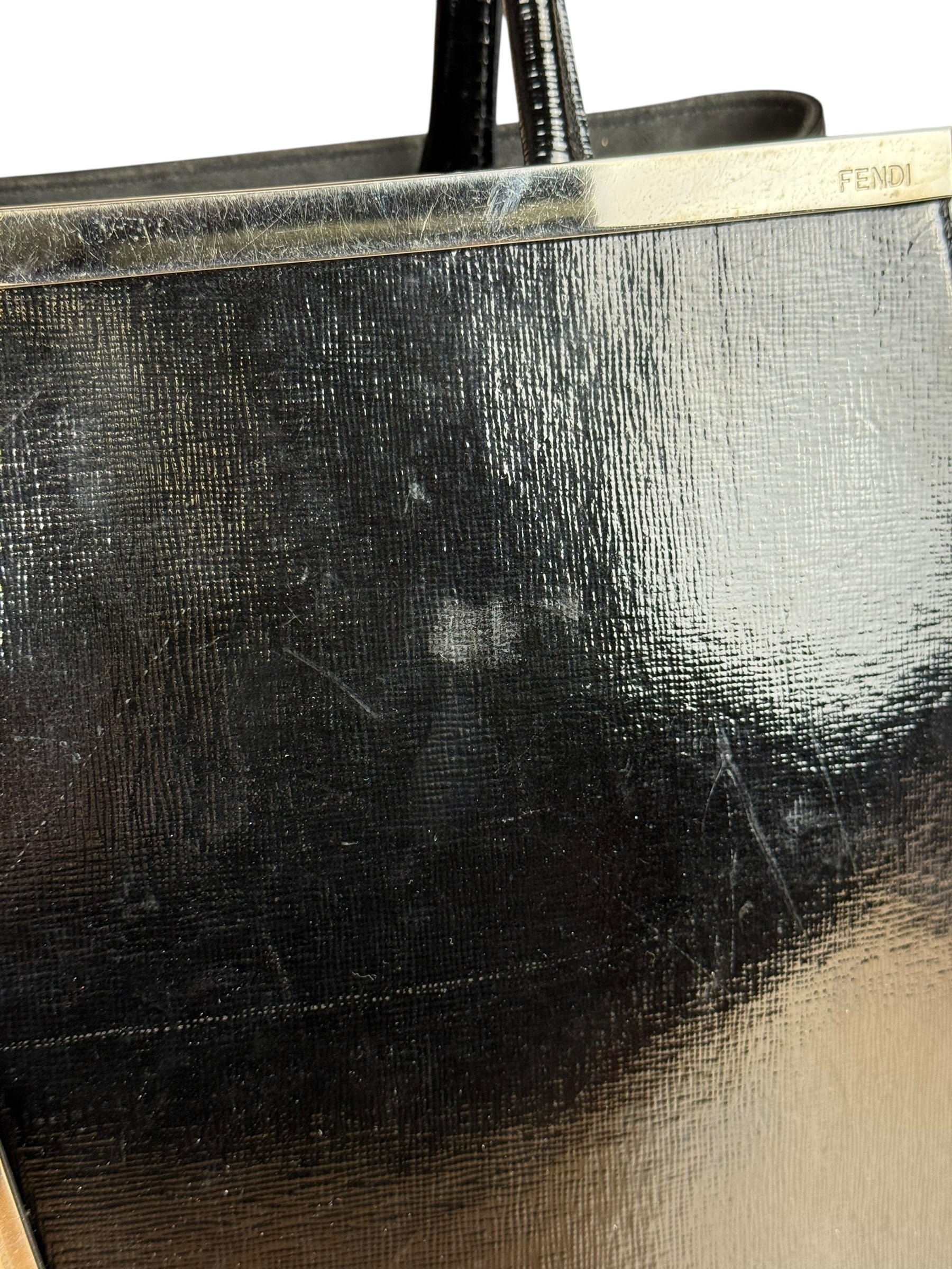Fendi Black Patent Leather 2Jours Handbag