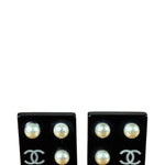 Chanel Black Resin FauxPearl Clip-On Earings