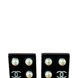 Chanel Black Resin FauxPearl Clip-On Earings