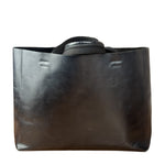 Prada Vintage Black Leather Spazzolato Laser-Cut-Logo Tote Bag