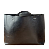 Prada Vintage Black Leather Spazzolato Laser-Cut-Logo Tote Bag