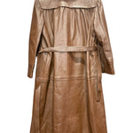 Vintage Brown Leather Fur Lined Long Coat