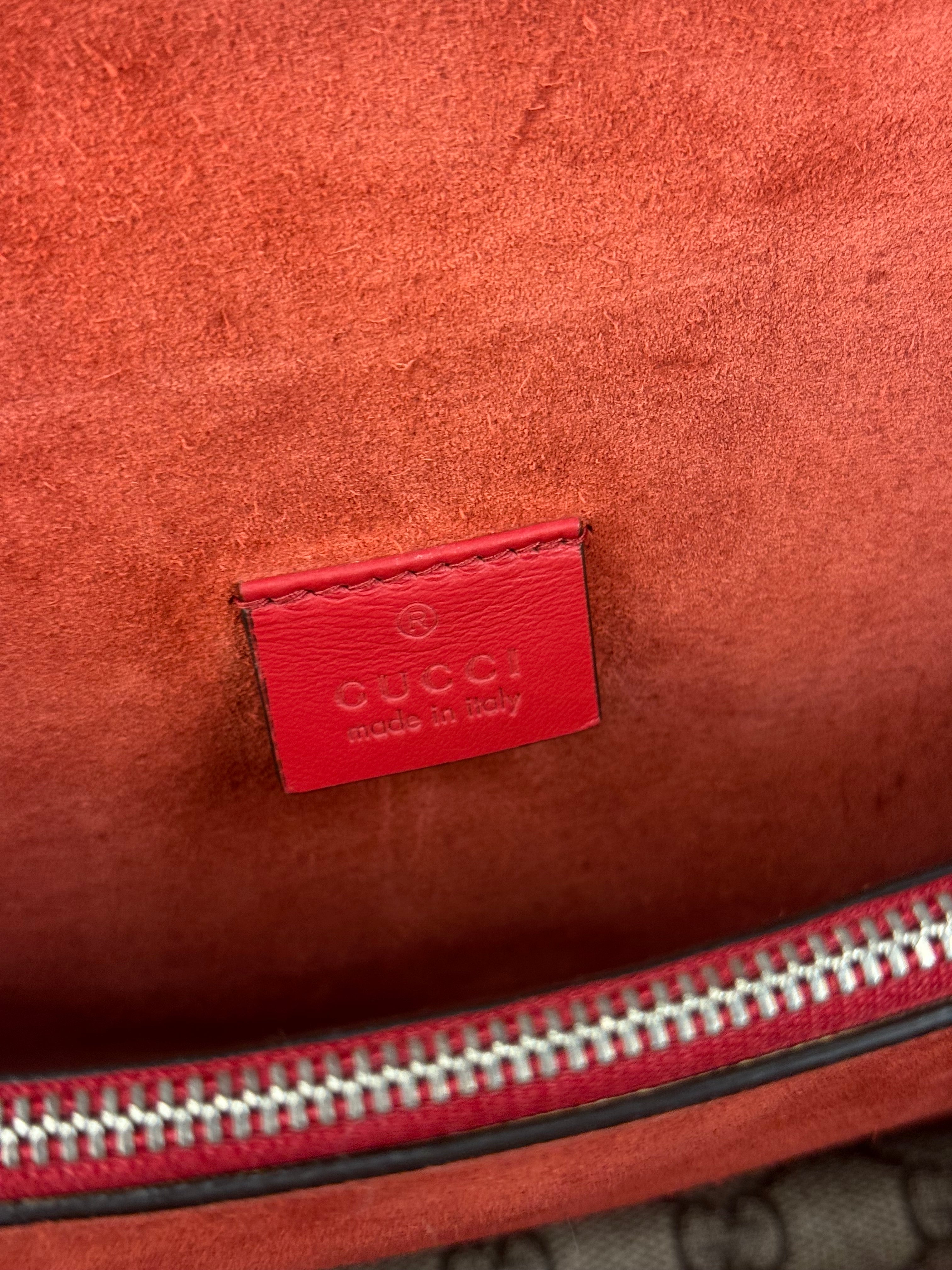 Gucci Red/Beige Dionysus GG Supreme Shoulder Bag