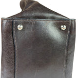 Prada Dark Brown Calf Leather Glace Twin-Pocket Tote