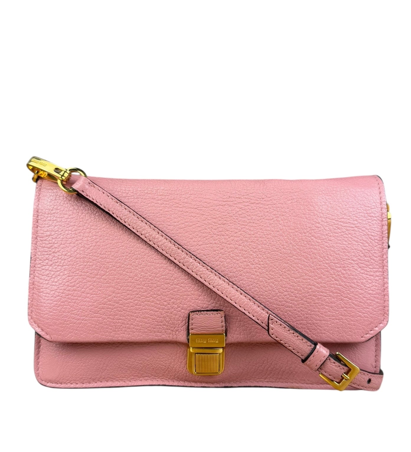 Miu Miu Pink Leather Madras Flap Crossbody