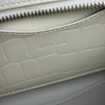 Balenciaga White Croc Embossed S Neo City Bag