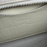 Balenciaga White Croc Embossed S Neo City Bag
