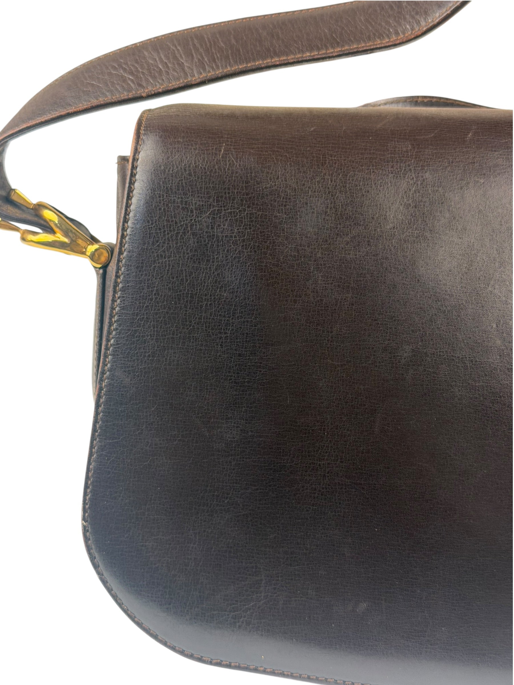 Celine Horse Carriage Dark Brown Leather Shoulder Bag