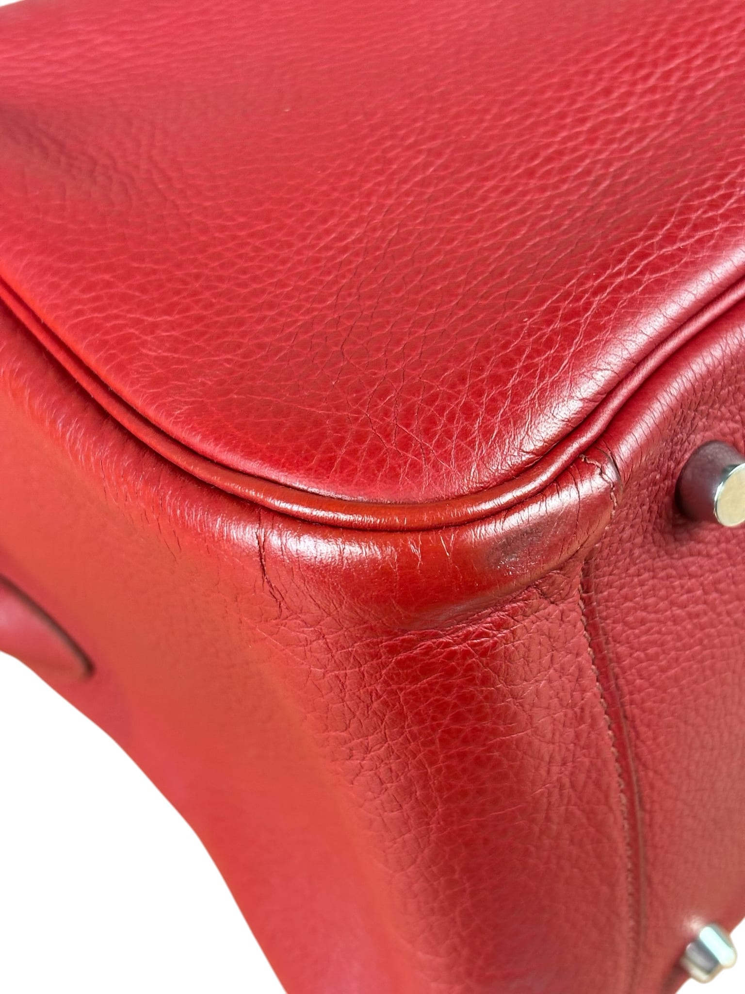 Hermes Rouge Clemence Leather Lindy 34