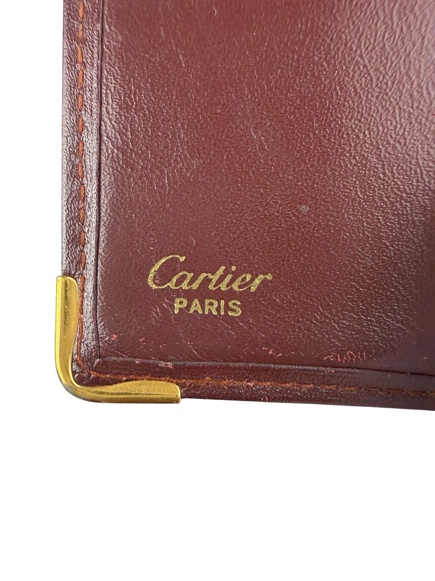 Cartier Vintage Bordeaux Burgundy Leather Bifold Wallet