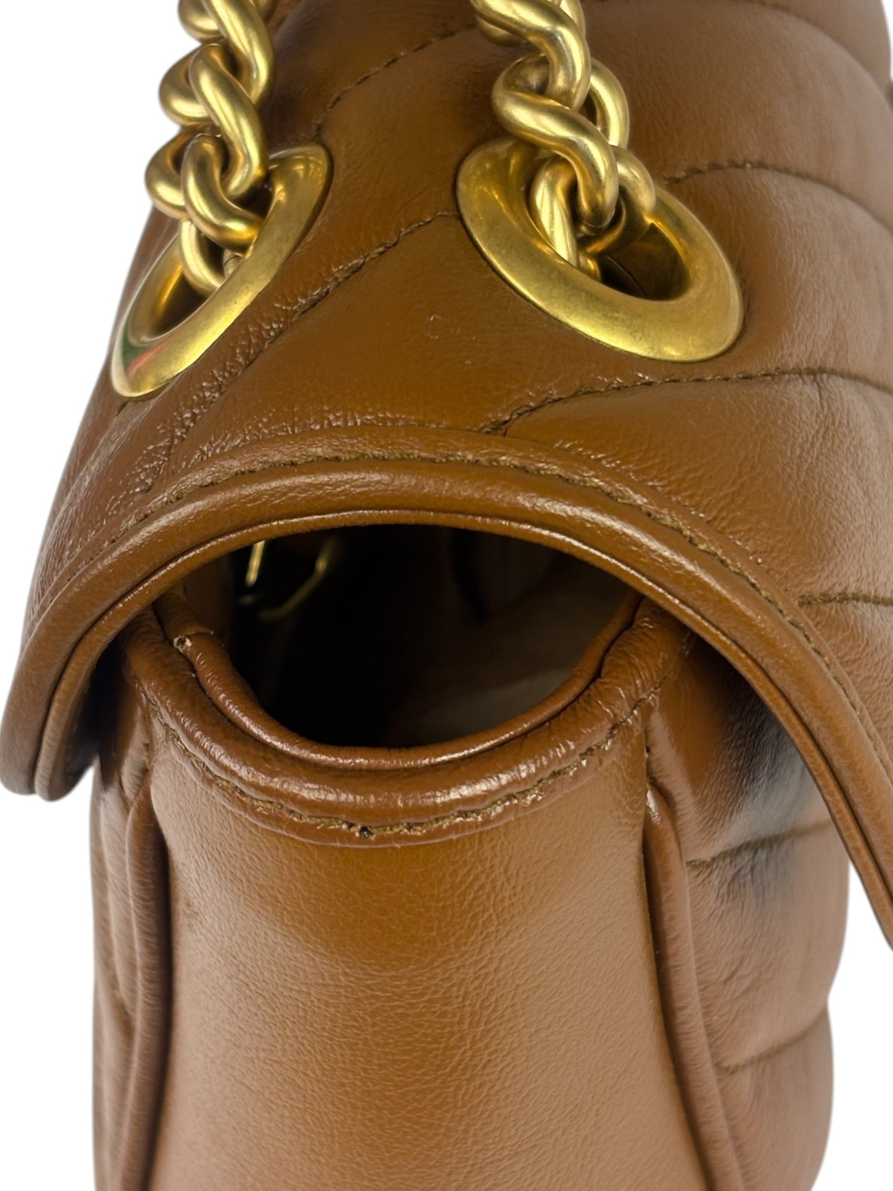 Gucci Brown Leather Marmont Shoulder Bag