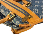 Louis Vuitton Denim Leather Trim Monogram Flat Tote Bag