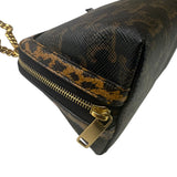 Celine Leopard Print-Trimmed Triomphe Chain Bag