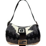 Fendi Vintage Grey/Black Knit Wool Baguette
