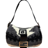 Fendi Vintage Grey/Black Knit Wool Baguette