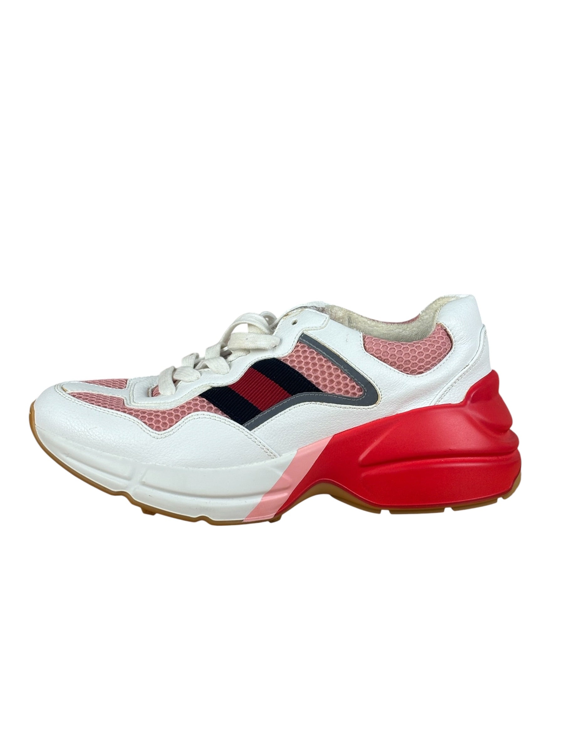 Gucci White Pink Reflective Mesh/Leather Chunky Sneaker