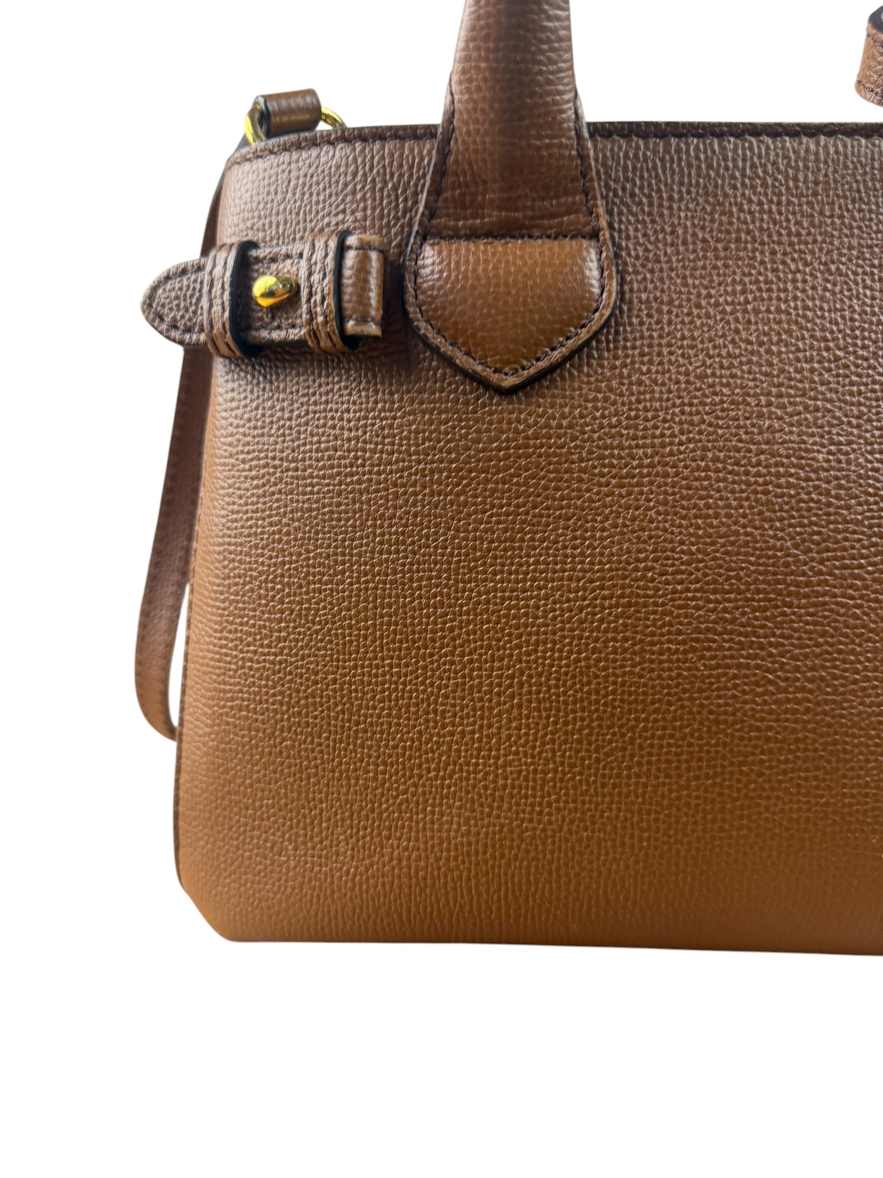 Burberry Brown Leather & House Check Small Banner