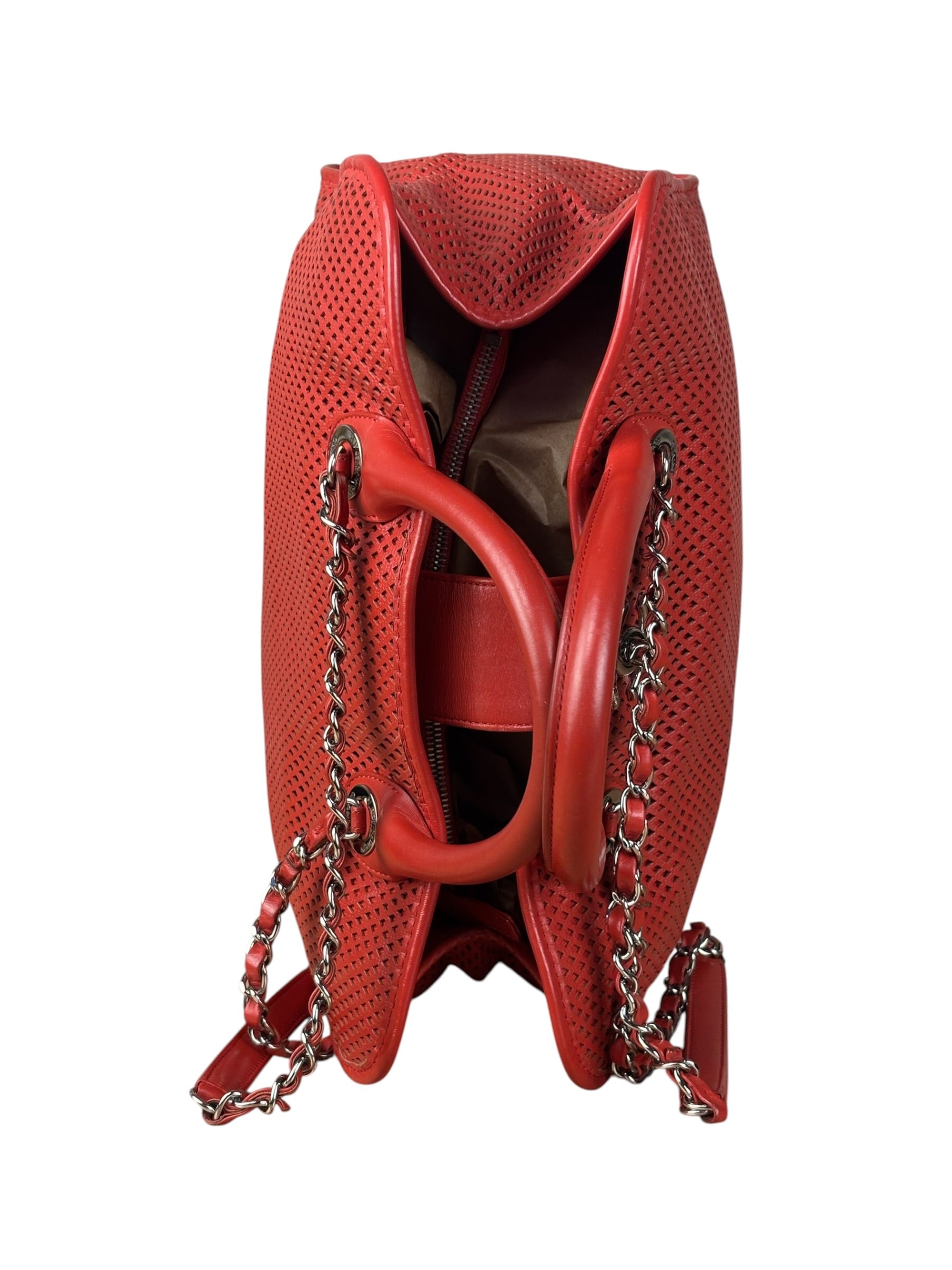Chanel Red Perforated Leather Up in the Air 2Way Tote 2014