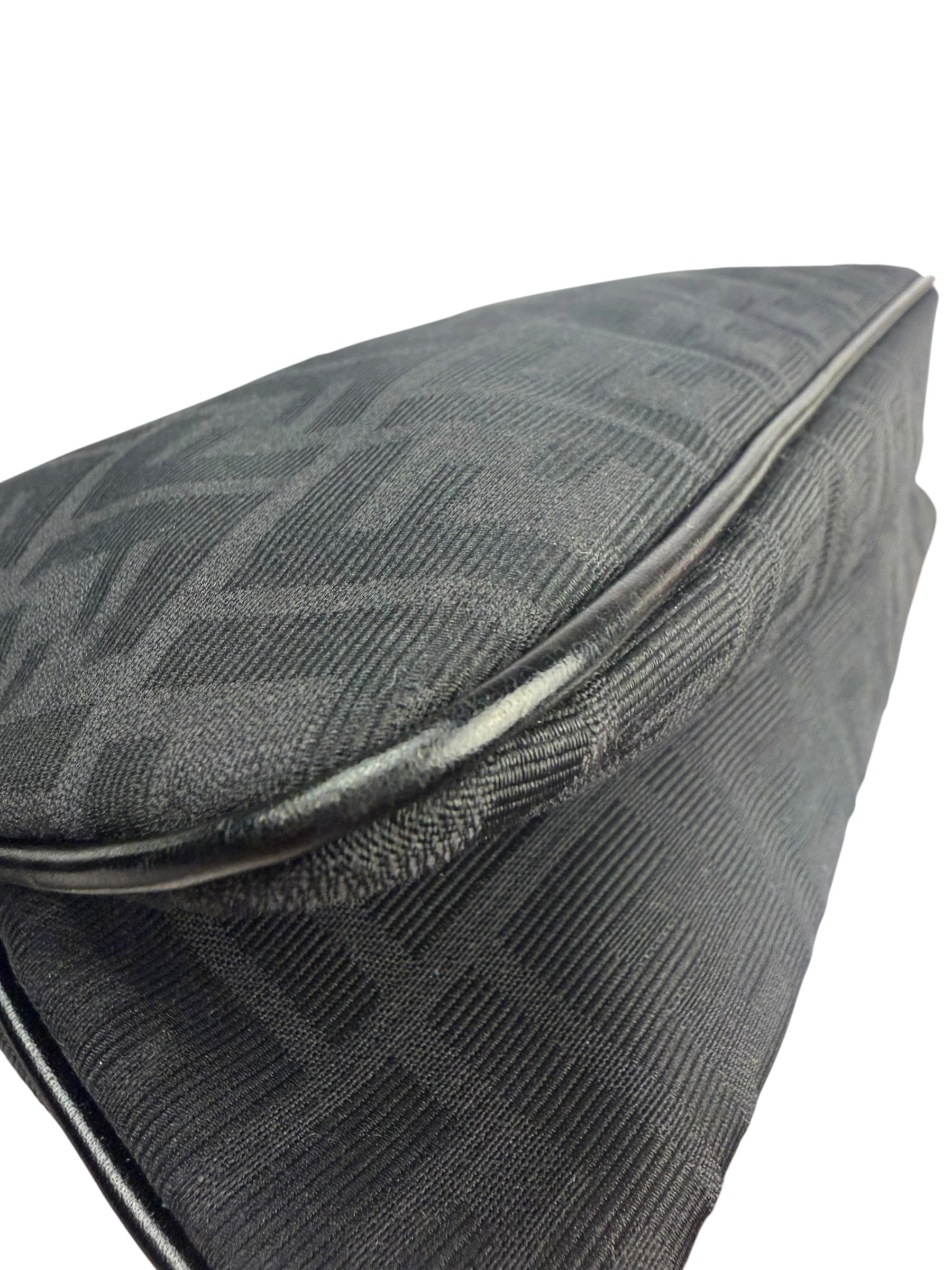 Fendi Black Leather Trim Zucca Mamma Baguette