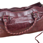 Balenciaga Vintage Burgundy Leather Moto City Two-Way Bag