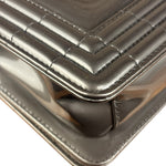 Chanel Gray Patent Leather Boy Flap Shoulder Bag
