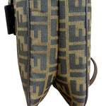 Fendi Brown Leather Trim Zucca FF Monogram Baguette