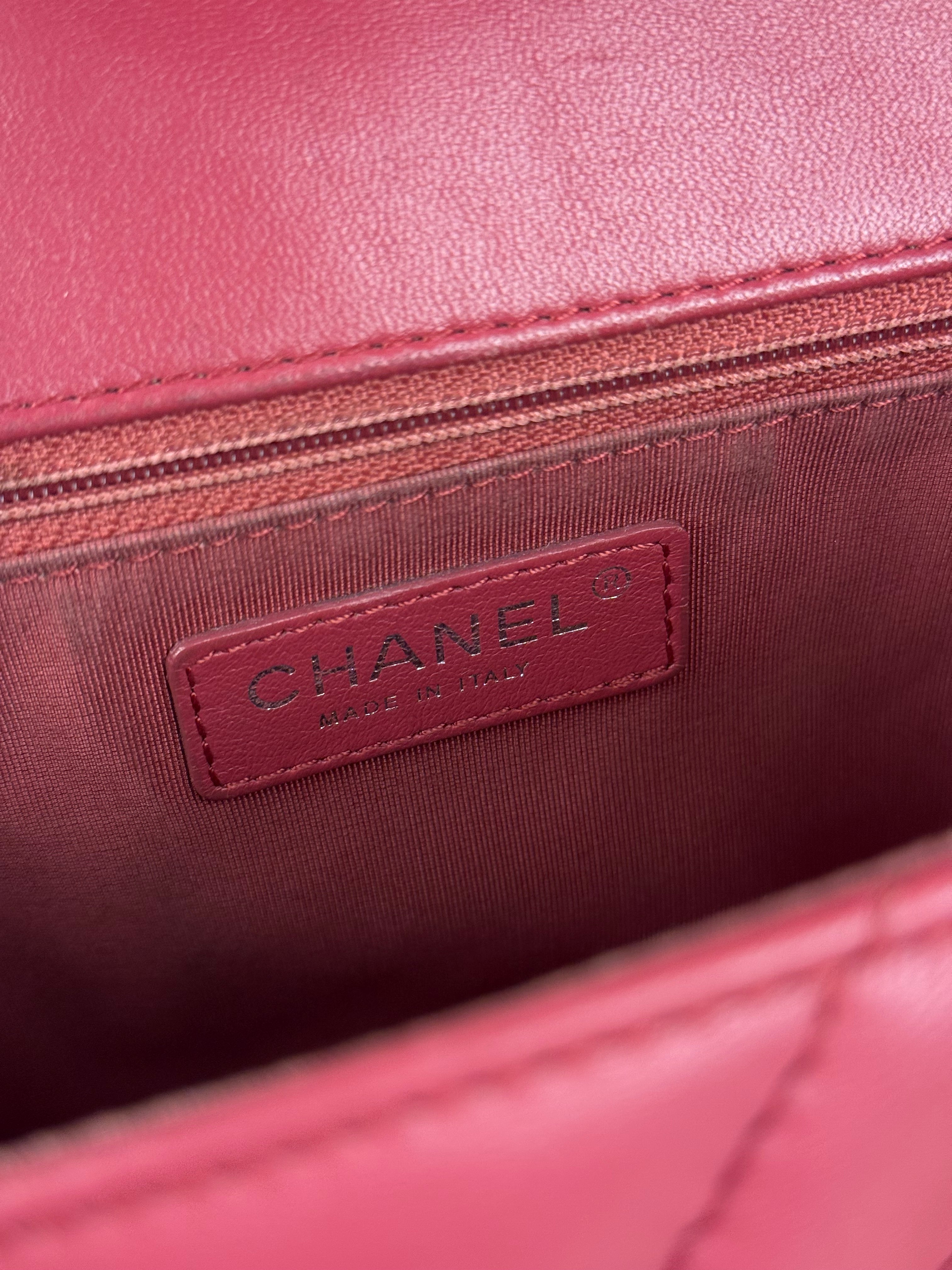 Chanel Pink Chevron Quilted Leather Medium Flap Bag 2018