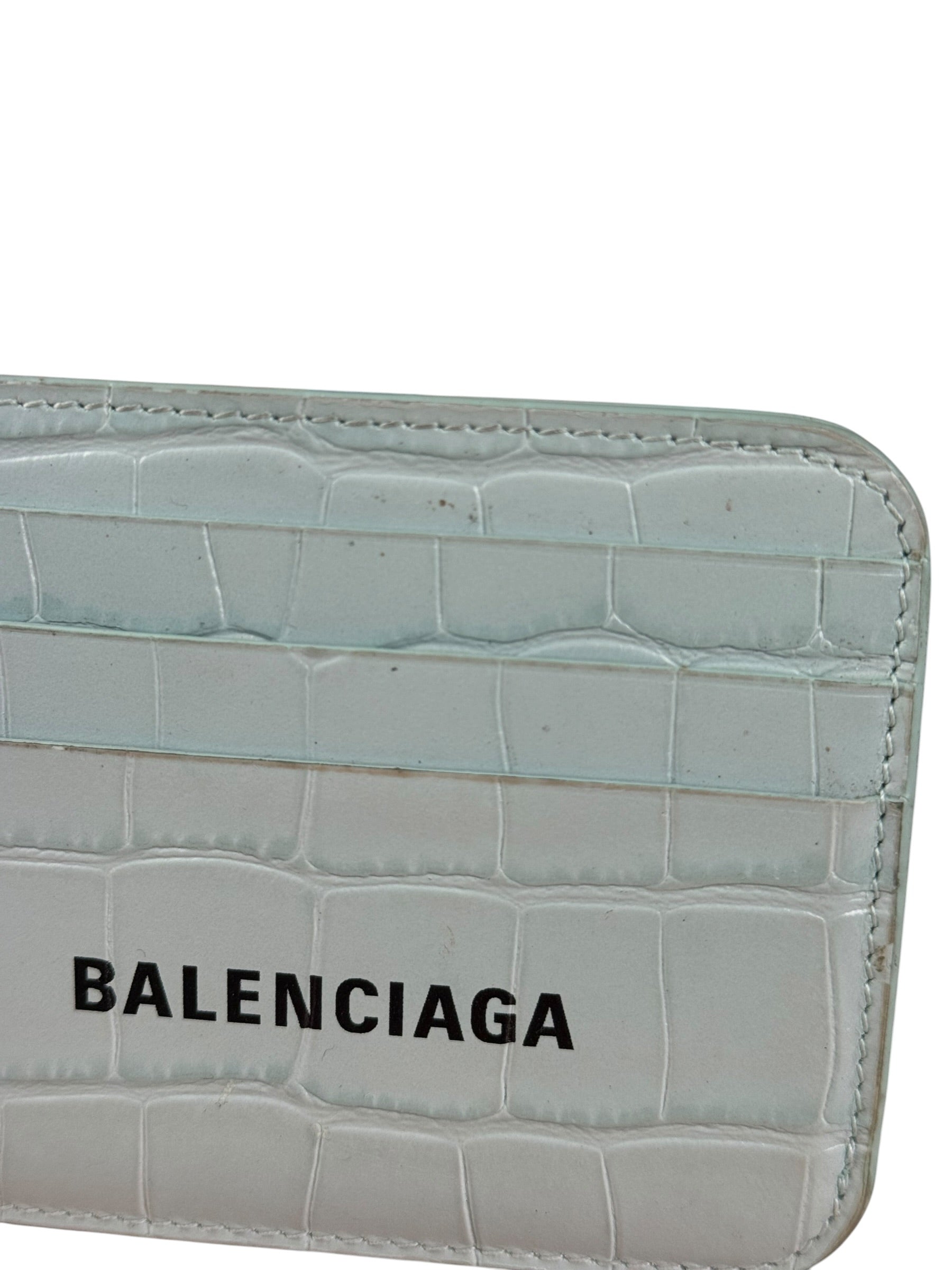 Balenciaga Blue Croc Embossed Cardholder