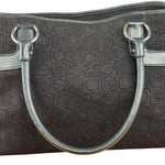 Salvatore Ferragamo Black Leather Trim Gancini Monogram Canvas Shoulder Bag