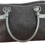 Salvatore Ferragamo Black Leather Trim Gancini Monogram Canvas Shoulder Bag