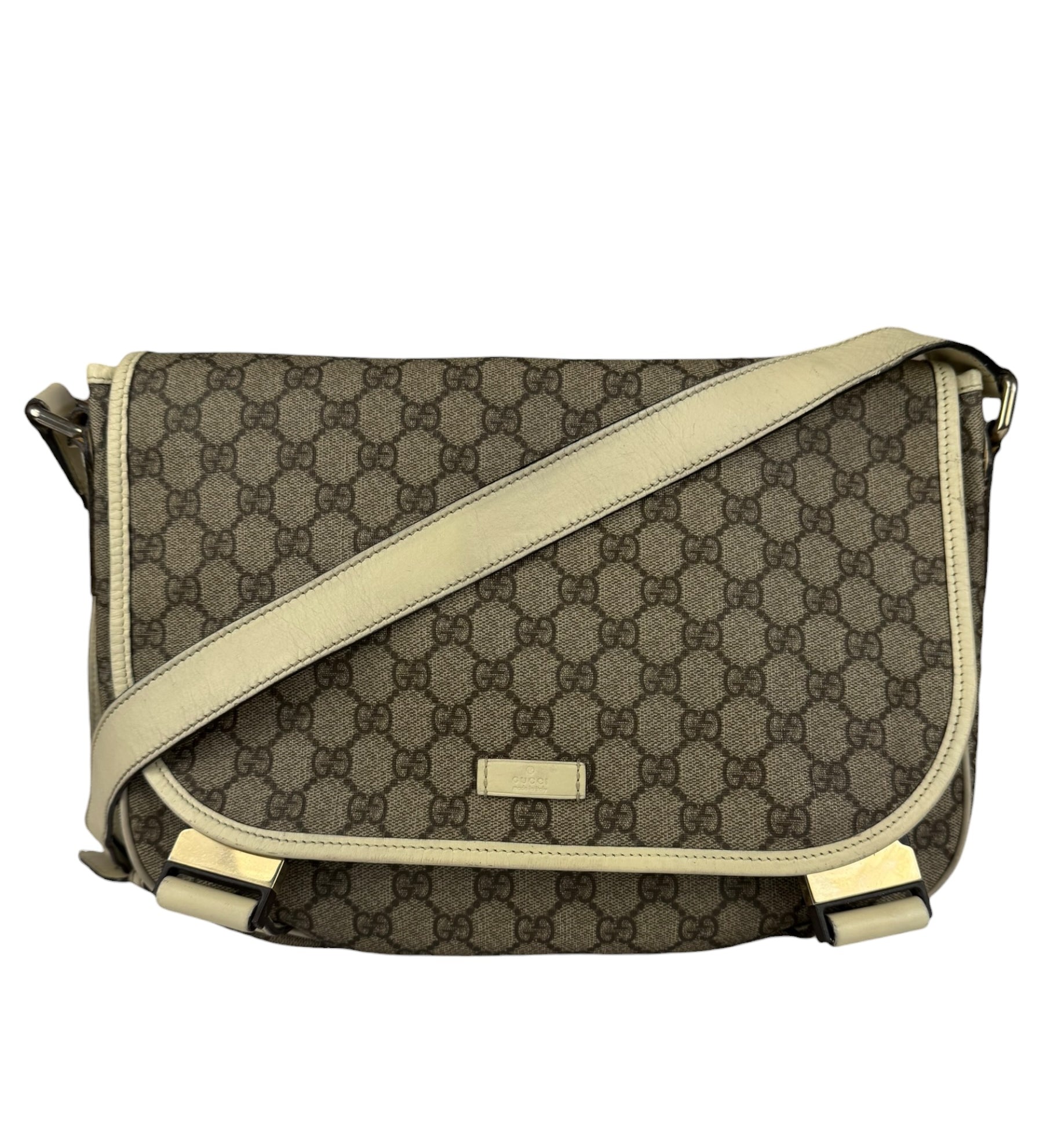 Gucci GG Leather Lined Flap Messenger Bag