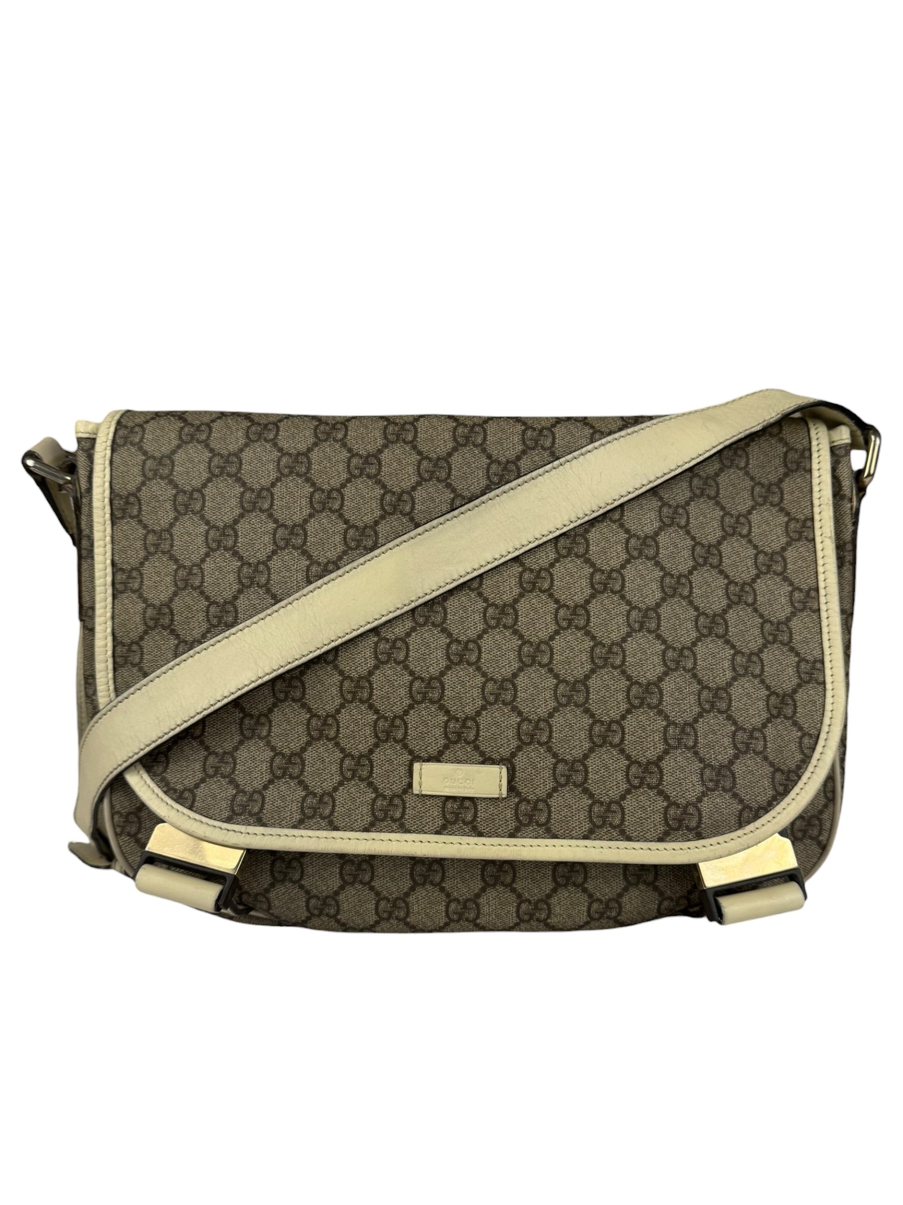 Gucci GG Leather Lined Flap Messenger Bag