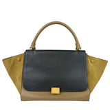 Celine Tri-Color Beige Leather/Suede Trapeze Medium Two-Way Bag