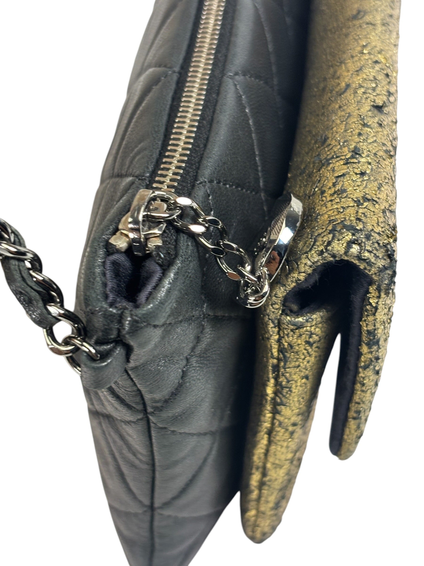 Chanel Black/Golden Quilted Lambskin Night Clutch On Chain Flap Bag 2012