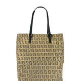 Fendi FF Beige Canvas Double Pocket Tote Bag
