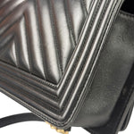 Chanel Black Chevron Leather Boy Medium Flap Bag 2017