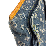 Louis Vuitton Denim Leather Trim Monogram Flat Tote Bag