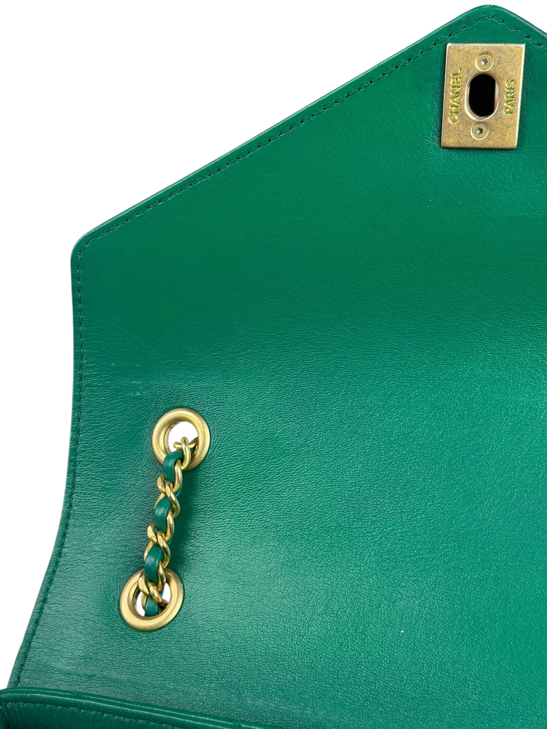 Chanel Green Lambskin Shoulder Bag 2018